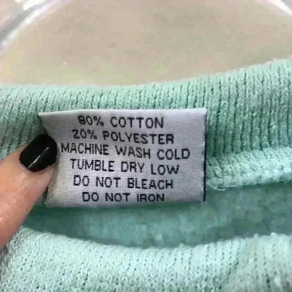 Vintage Caribbean Blue Tropical Florida Crewneck Sweater Blue Palm Trees 1980s - Picture 4 of 5